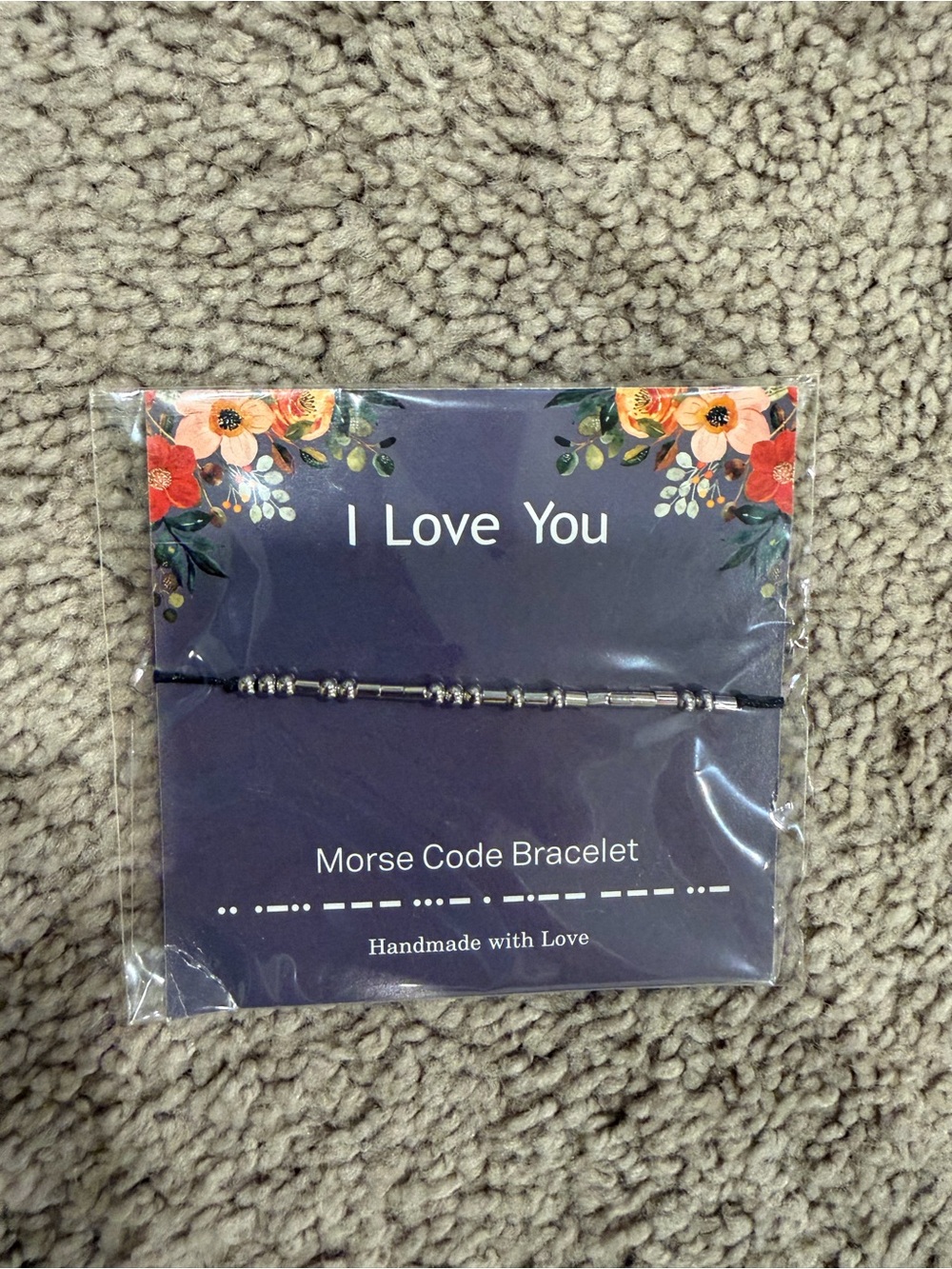 "I Love You" Morse Code Bracelet - Black and Silver